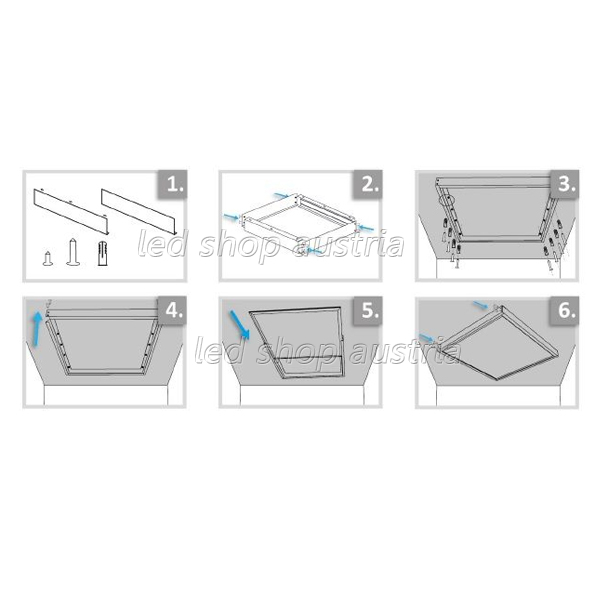 Aufbau-/Abhängerahmen weiß für LED Panel 1200x300mm