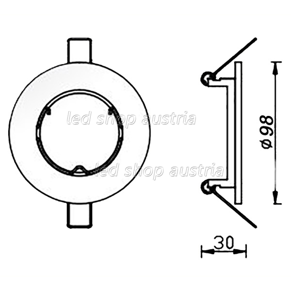 Einbaurahmen rund für 50mm LED Spots Stahlblech weiß schwenkbar