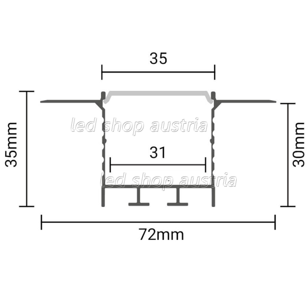 LED Profil Typ Oh eloxiert mit opaler Abd. Trockenbau SET 2m