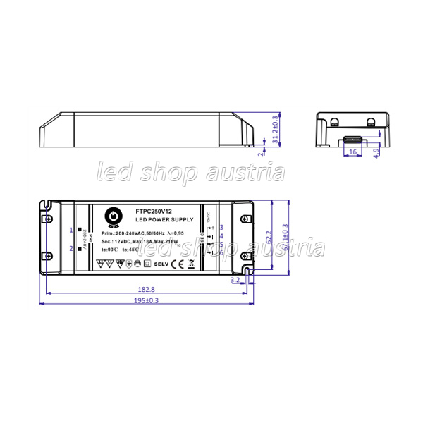 LED Trafo SLIM Premium - 24V DC 250W