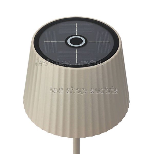 2.5W Solar Akku Tischleuchte wiederaufladbar dimmbar IP54 beige CCT