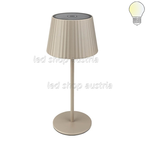 2.5W Solar Akku Tischleuchte wiederaufladbar dimmbar IP54 beige CCT