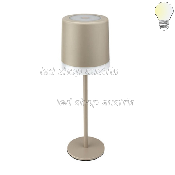 2.5W Akku Tischleuchte wiederaufladbar dimmbar IP54 beige CCT