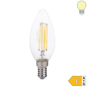 E14 LED Glühfaden Kerze 730 Lumen 6W warmweiß