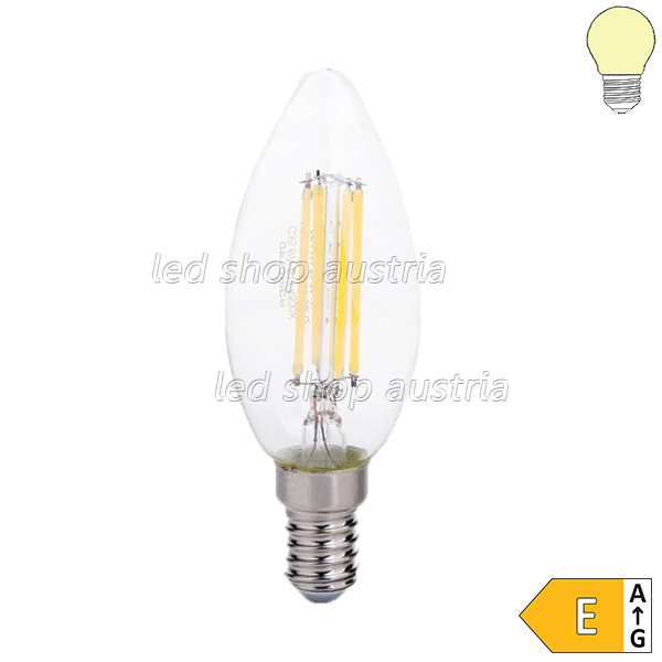 E14 LED Glühfaden Kerze 730 Lumen 6W warmweiß