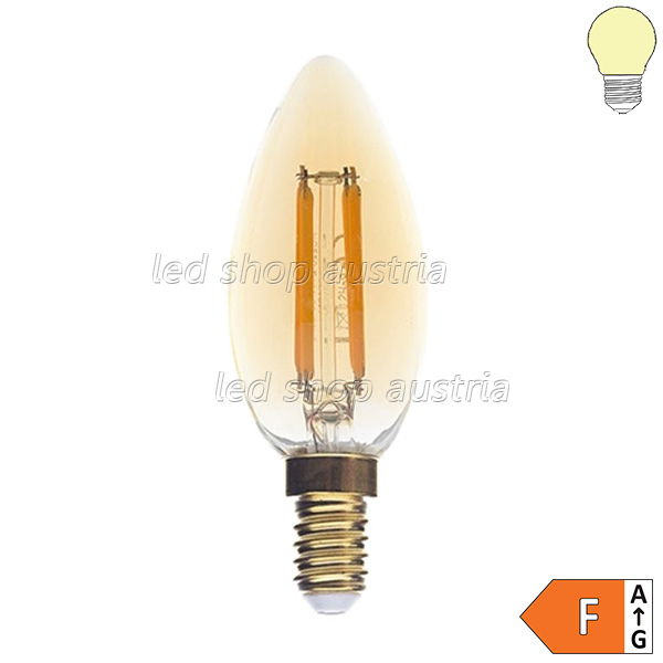 E14 LED Vintage Glühfaden- Windstoßkerze 4W "dimmbar" warmweiß