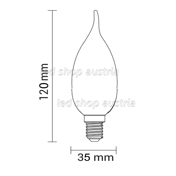 E14 LED Vintage Glühfaden- Windstoßkerze 4W 2500K "dimmbar" warmweiß