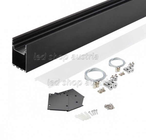 SET: LED Aufbau- Hängeprofil Suspend_2 2000mm schwarz