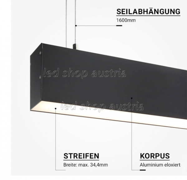 SET: LED Hängeprofil up-down Suspend_3 2000mm schwarz