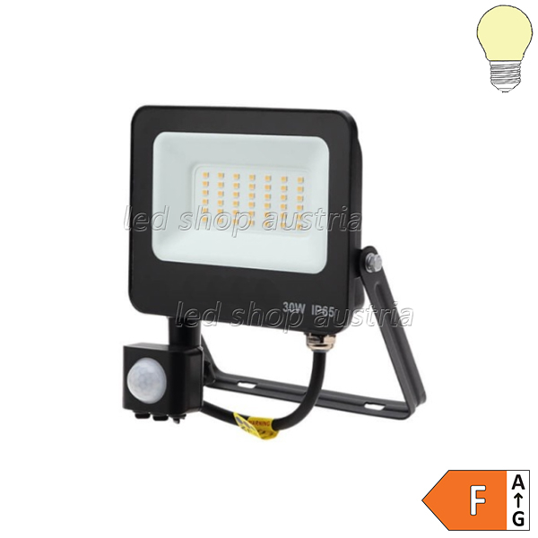 LED SMD Fluter mit Bewegungsmelder 120° schwarz 30W warmweiß