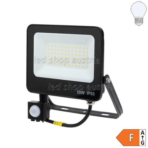 LED SMD Fluter mit Bewegungsmelder 120° schwarz 50W kaltweiß