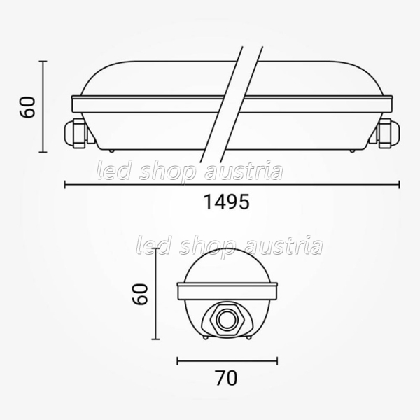 LED Wannenleuchte mit Durchgangsverdrahtung 55W 150cm IP65 Notlichtfunktion kaltweiß