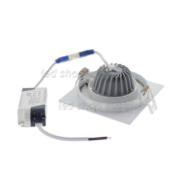 12W LED Downlight quadratisch schwenkbar inkl. Trafo kaltweiß