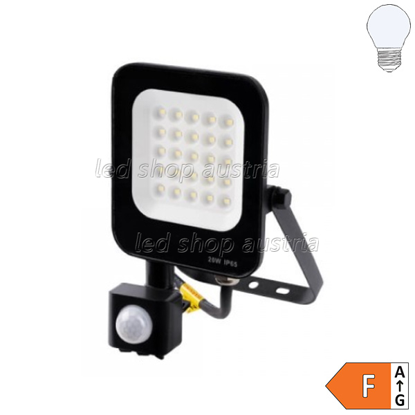 LED SMD Fluter mit Bewegungsmelder 90° schwarz 20W kaltweiß