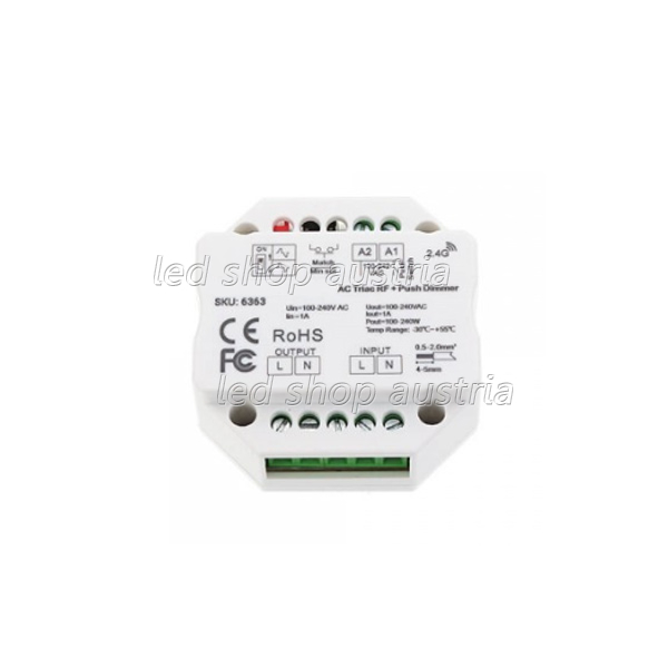 LED S1-B Triac Push- Dimmaktor/RF Controller 100-240V/AC 1A 1Kanal