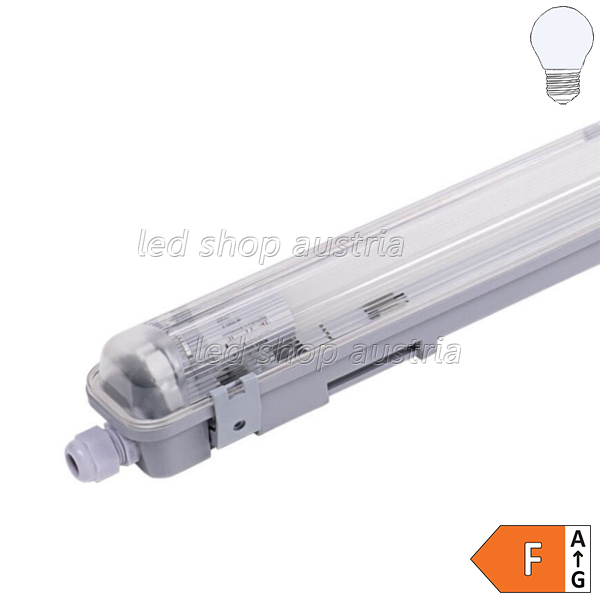 SET: LED Feuchtraum Wannenleuchte 1-fach inkl. LED Röhre 150cm kaltweiß