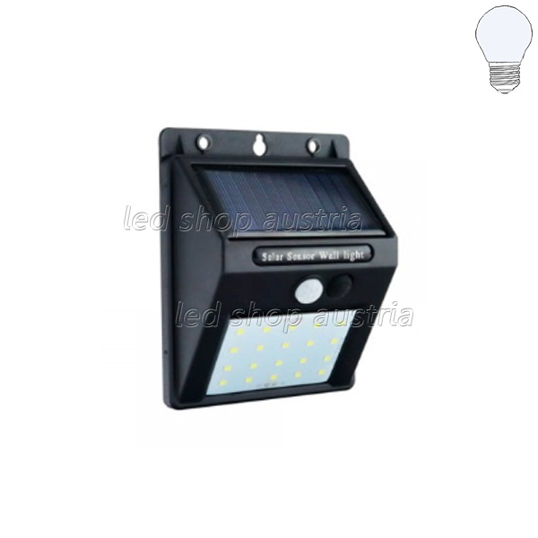 0.75W LED Solar Wandleuchte mit PIR Sensor schwarz IP54 kaltweiß