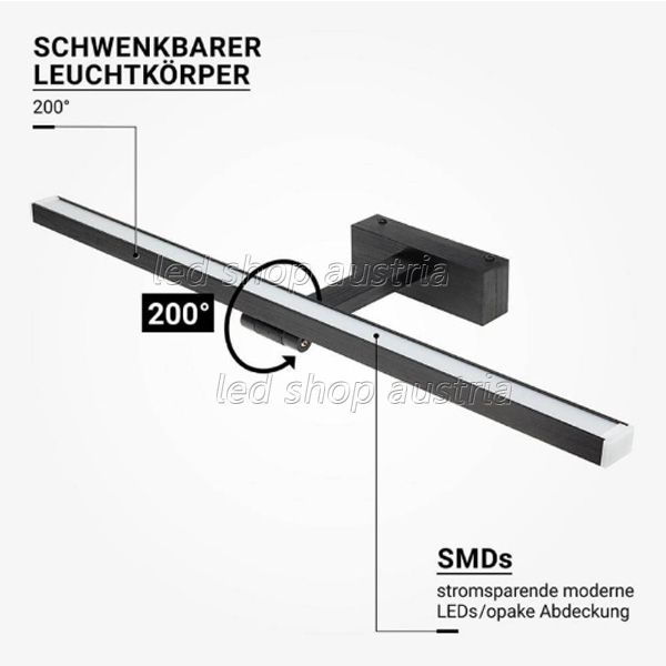 LED Wand- und Spiegelleuchte 14W schwarz warmweiß