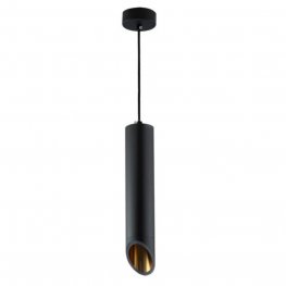 LED Pendelleuchte Slanted GU10 30cm schwarz mit goldenem Reflektor