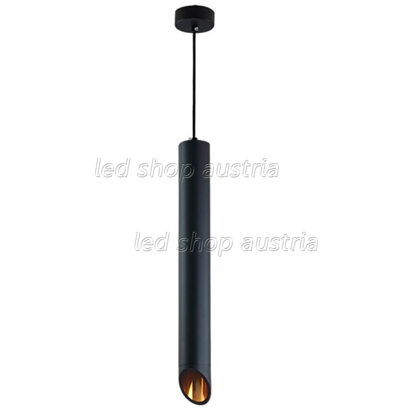 LED Pendelleuchte Slanted GU10 50cm schwarz mit goldenem Reflektor